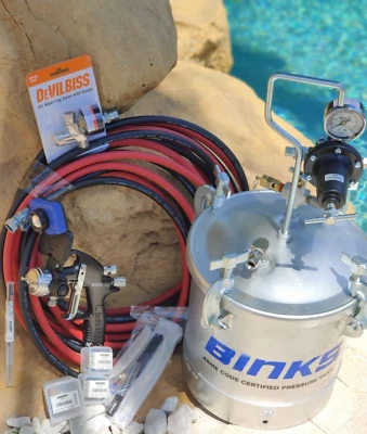 Devilbiss Binks Prolite Pressure Feed Spray Gun & 2.8 G Pot, Hose & LED - Image 1 of 4