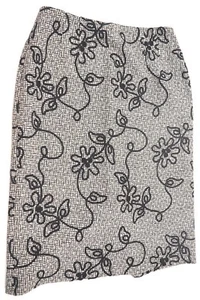 TALBOTS Falda de Tweed Blanca Negra e Invierno con Bordado Floral Negro - Talla 6 - Imagen 1 de 4