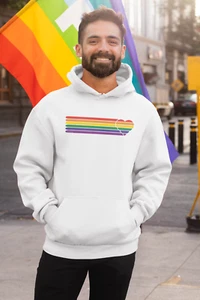 Damen Herren GAY Hoodie Herz Streifen LGBT Rainbow Pride Festival Hoody Weihnachten - Bild 1 von 2