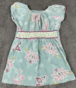 Tea Collection Girl's Dress 2 2T  Teal Pink Floral Short Sleeved - Picture 1 of 8