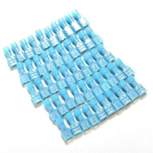 Fully Insulated Blue Female Electrical Spade Crimp Connector Terminal New 50PCS - Picture 1 of 10