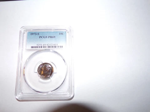 1973-S Roosevelt Dime PCGS PR69 Proof 69 Blue Label Cover