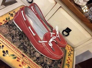 STONEFLY Womens Red LEATHER SLIP ON CASUAL LOAFERS SHOES EU 37 - US-6-6.5 - Picture 1 of 11