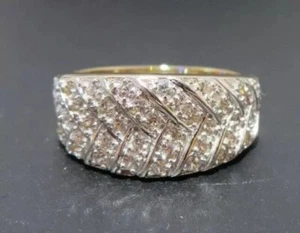 Round Simulated Diamond Men's Cluster Promise Band Ring 14k Yellow Gold Plated - Picture 1 of 6