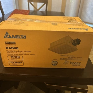 Delta BreezRadiance RAD80 Bathroom Exhaust Fan 80 CFM Heater Light Combo - Picture 1 of 2