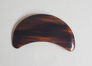 Französische Haarspange groß Kunstschildkröte Mondform 3 x 5 Zoll Made France 80er Vintage - Bild 1 von 15