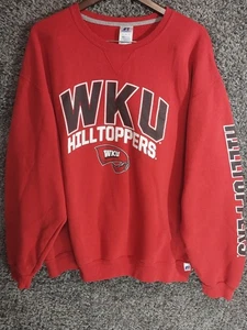 Russel Athletic Men's XL Wku College Sports 90s Sweatshirt Vintage Red Cotton - Picture 1 of 7