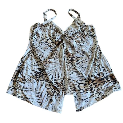 Camiseta tankini con aros con nudo de amor estampado de leopardo Miraclesuit para mujer talla 16 Foto 1 de 4