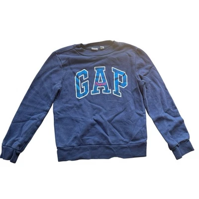 GAP Girls Size M (8) Crewneck Sweatshirt Blue Logo Preppy Spellout - Image 1 of 4