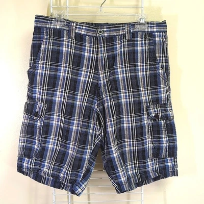 Pantalones Cortos Beverly Hills Polo Club 34 Para Hombre Azul y Negro Carga a Cuadros Multi Bolsillos Foto 1 de 4