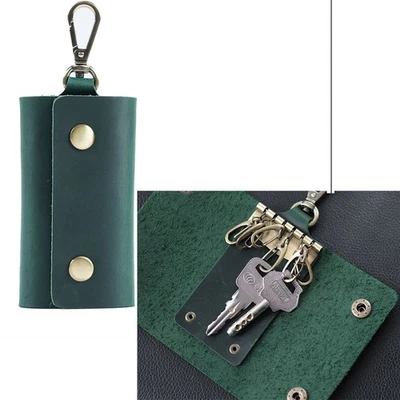 Cuero de Vaca Coche Llavero Porta Llaves Estuche Cartera Organizador Bolso Verde Foto 1 de 4
