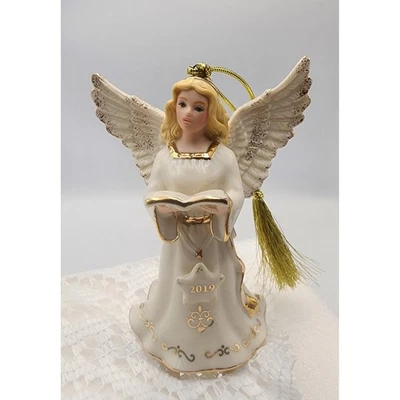 Lenox 2019 adorno de ángel porcelana adorno dorado libro con borla colgante Foto 1 de 4