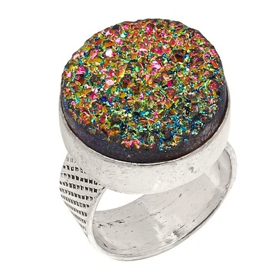 Titanium Drusy Gemstone Handmade Silver Jewelry  "7" - Image 1 of 4