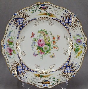 H&R Daniels Hand Painted Floral Birds Butterflies Chelsea Shape 9 7/8" Plate B - Picture 1 of 12