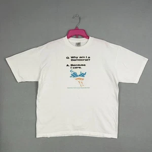 Vintage Democrat Shirt Mens XL White Political 90s Activist Rally USA Donkey Tee - Picture 1 of 14