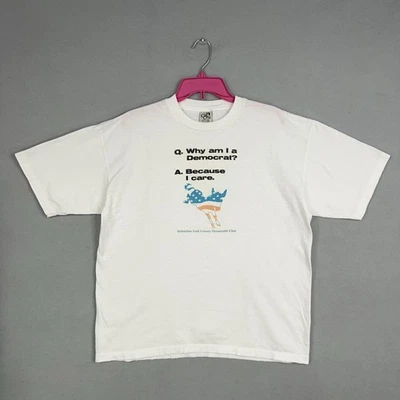 Vintage Democrat Shirt Mens XL White Political 90s Activist Rally USA Donkey Tee - Image 1 of 4