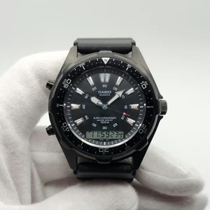 Casio AMW-320 Men's Large Black Tone Quartz Chronograph Watch - Picture 1 of 14