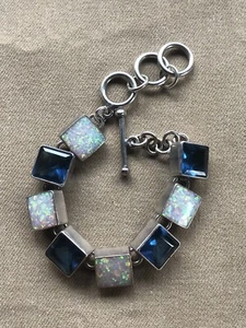 Vintage Mexico Opal 950 Silver Bracelet 7 1/2” - Picture 1 of 11