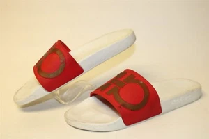 Salvatore Ferragamo Gancini Logo Slides Mens Size 13 M Italy Made Sandals Shoes - Picture 1 of 24