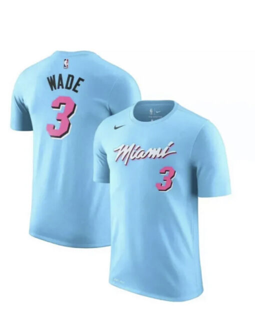 Nike #3 Wade Miami Heat Vice Nights City Blue Pink Jersey XL