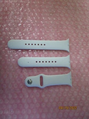 正品 Apple Watch 5 4 3 2 1 运动型表带 38 毫米白色 S/M M/L - 银色针 - 全新! — 第 1/2 张图片