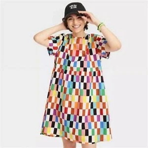 PRIDE Target Girl's Checkered Skater Rainbow Dress NWOT Size: XL - Picture 1 of 12
