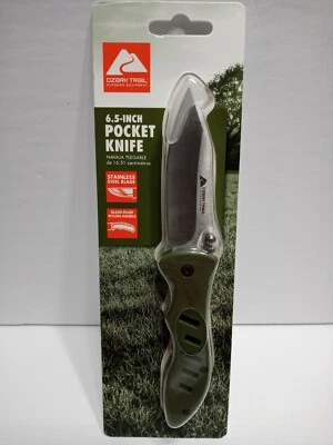 New Ozark Trail 6.5 Inch Green Pocket Knife Hunting Camping Fishing Clip Point - Image 1 of 4