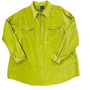 Avenue Blues leuchtend grün Samt durchgehender Reißverschluss lässige Baumwolljacke Damengröße 18/20 - Bild 1 von 8