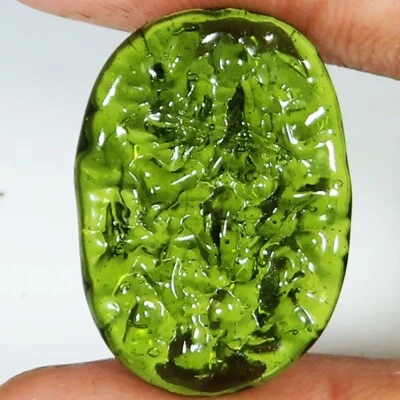 Lab Created Green Moldavite Fancy Cabochon Gemstone 21.10 Cts 20x28x4 mm ST21 - Image 1 of 2