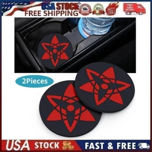 2 pk Anime Naruto Eternal Eye Cup Mat Car Cup Holder Insert Silicone Coaster Set - Picture 1 of 13