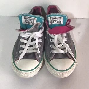 Converse All Star Double Tongue Gry/Pink/Turqu. Low Top Womens Size 5 - Picture 1 of 5