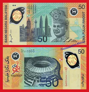 MALASIA MALAYSIA 50 Ringgit 1998 Polymer Pick 45 SC / UNC - Bild 1 von 1