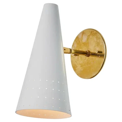 1950s Italian White Perforated Cone Sconce Attributed to Gino Sarfatti Cover