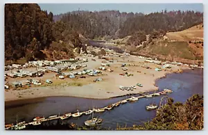 1960s Mendocino County CA Aerial Albion Flats Campground & Marina UNP Postcard - Imagen 1 de 5
