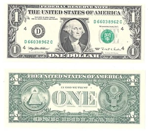 1995 $1 Cleveland District Web Press D-C Block Experimental Note Fr 1923-D #8962 - Picture 1 of 1