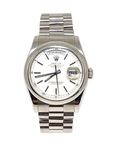 Rolex Pre Owned Oyster Day Date 2002 36mm White G