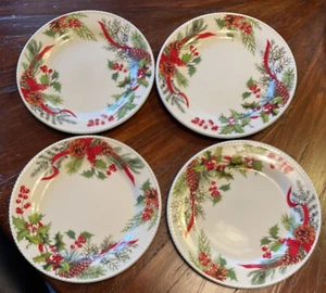 Princess House MARBELLA Winter Berry Christmas Holiday Lunch Plates set of 4 - Picture 1 of 7