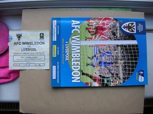 PROGRAM & TICKET 2014/15 AFC WIMBLEDON V LIVERPOOL FA CUP 3rd RD+ NEWSPAPER CLP - Picture 1 of 8