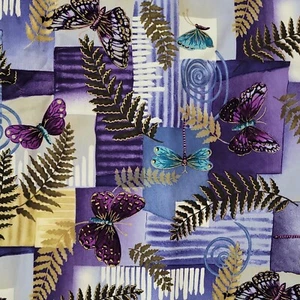 Timeless Treasures Leaves Butterflies Dragonflies Blues Purples Quilt Fabric 3yd - Picture 1 of 4