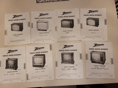 Lot of 25 Vintage Zenith Service System Schematics Color TVs 80's - Image 1 of 4