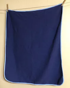Rene Rofe Blanket Solid Navy/Baby Blue Trim Swaddle Jersey Knit Security Lovey - Picture 1 of 6