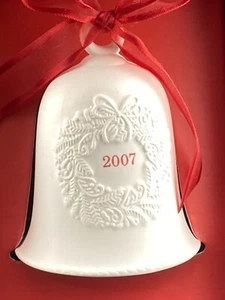 Campana de porcelana 2007 adorno sello de Navidad blanco mate caja original corona - Imagen 1 de 17