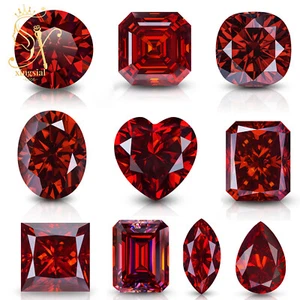 Garent Red Loose Moissanite Stone GRA Certificated Gemstones DIY Necklace Ring - Picture 1 of 28
