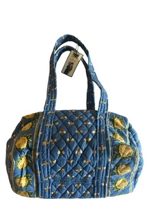 Vintage Vera Bradley Reißverschluss Schultertasche Tasche Biene Garten Blumen nicht mehr produziert - Bild 1 von 9