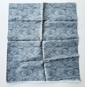 Grande tessuto vintage Hoffman International cotone Windsor blu con argento metallizzato - Foto 1 di 4