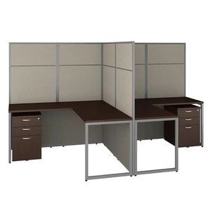 Bush Business Furniture Easy Office 60W 2 Person L Shaped Cubicle with Storage - Picture 1 of 9