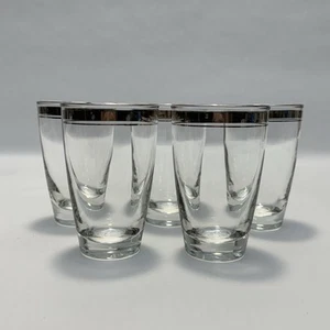Vintage Libbey Moonmist Silver Band Rim Tumbler Glass MCM Mid Century Set Of 5 - Picture 1 of 22