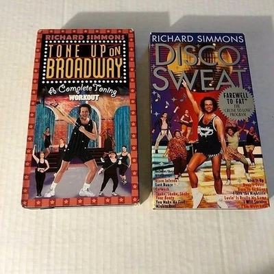 Richard Simmons Tone Up On Broadway & Disco Sweat VHS Workout Bundle - Image 1 of 4