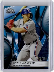 2025 Topps cromo negro azul refractor/150 Wyatt Langford 89/150 Texas Rangers - Imagen 1 de 2