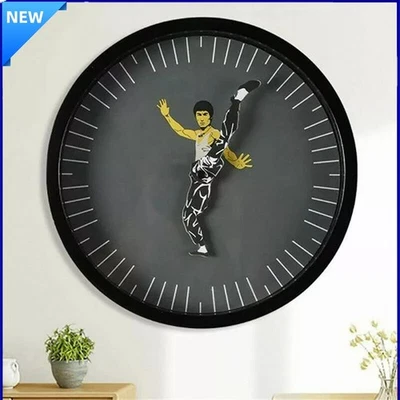 Moda Negro Creativo Chino Reloj Redondo Bruce Lee Kung Fu Reloj de Pared Decoración Foto 1 de 4